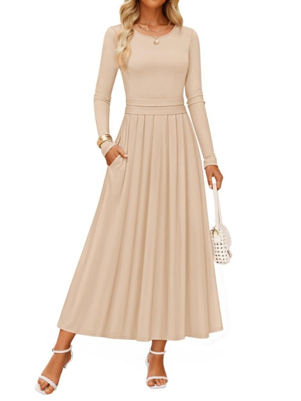 Women's Fall Long Sleeve Slimming Knit Modest Maxi Dresses